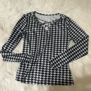 Black and White Houndstooth Women's Top